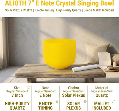 ALIOTH 7" B Note Crystal Singing Bowl Crown Chakra with Suede Mallet for Meditation, Yoga, Chakra Healing & Sound Therapy