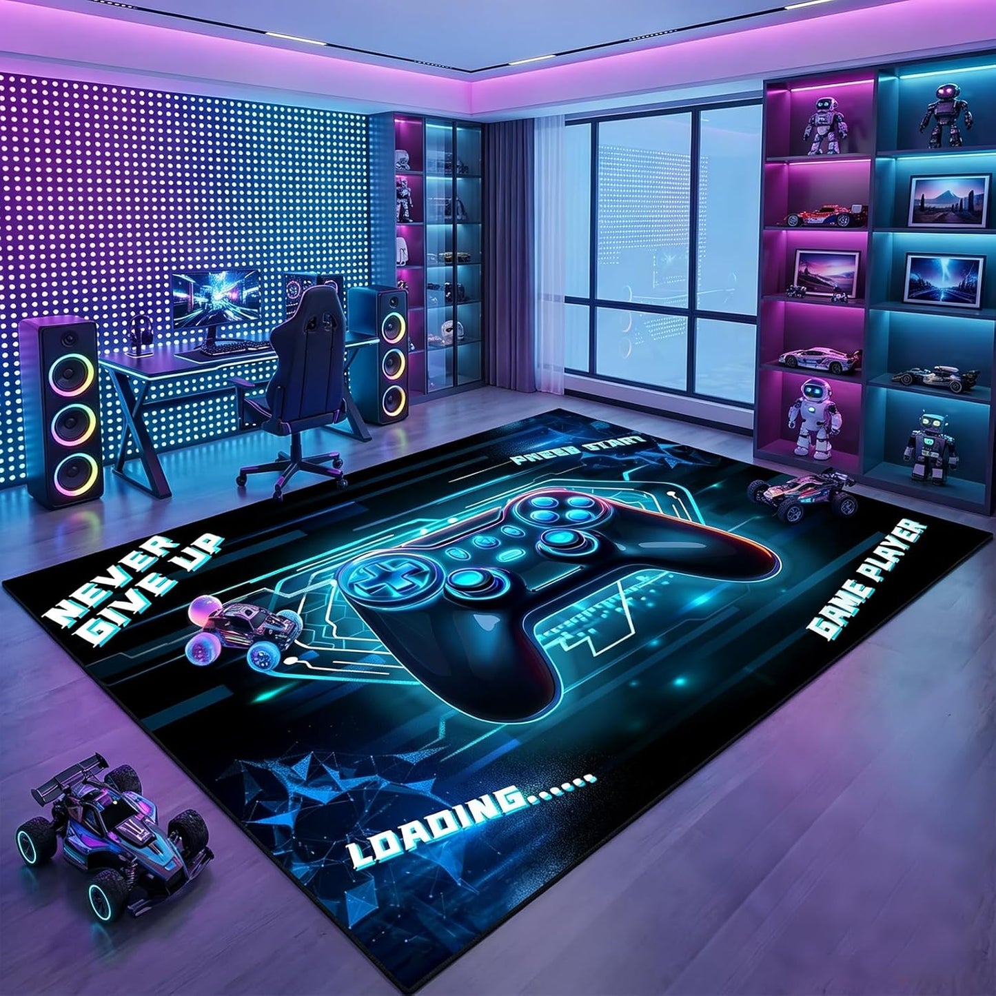 Game Controller Rugs for Bedroom Boys Living Room Gamer Gamepad Red Carpets Floor Mat Player Indoor Mats Gaming Art Design Home Decor Crystal Doormat Yoga Mats 3'x5'