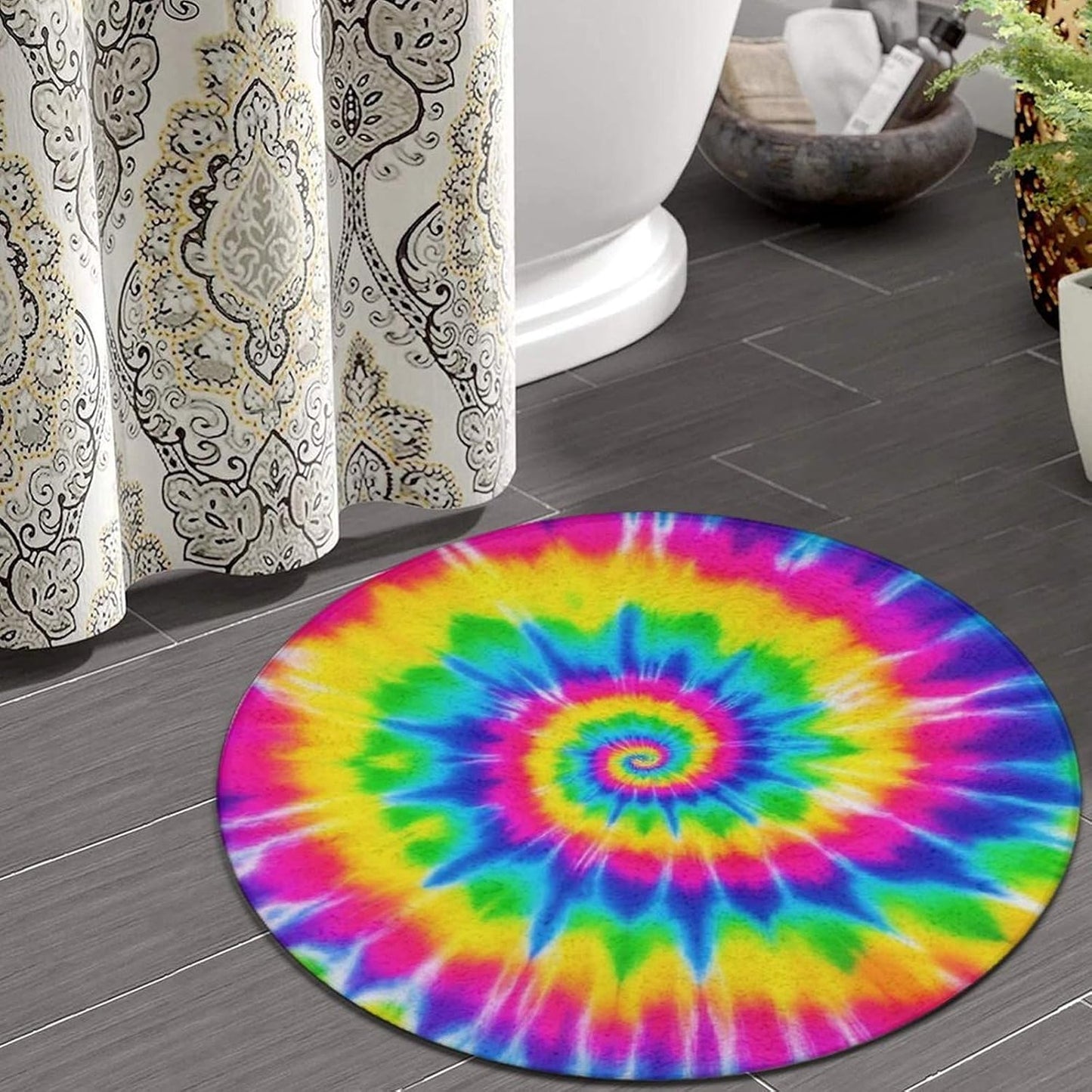 Soft Round Yoga Carpet, Office Chair Decor Round Mat for Carpet and Hardwood Floors Purple Butterfly