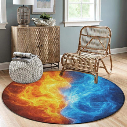 Soft Round Yoga Carpet, Office Chair Decor Round Mat for Carpet and Hardwood Floors Purple Butterfly