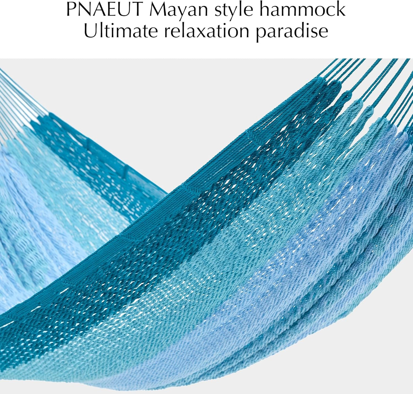 PNAEUT Handwoven Mayan Hammocks, Double Rope Hammock for Outdoor Outside & Indoor, Thick Soft 600 lbs Capacity Heavy-Duty, Includes Tree Straps, Carabiners & Carrying Bag (Nature, X-Large)