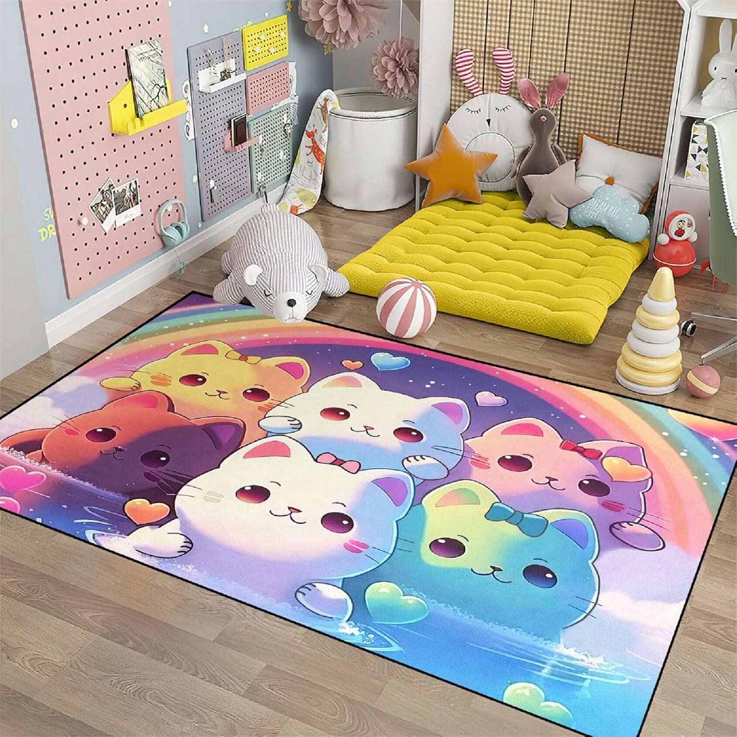 Black Girl Area Rug for Bedroom African American Rugs for Room Princess Carpet Kids Rugs for Bedroom African Girls Carpet for Living Room Teen Girls Yoga Mats, Pink, 4'×5'