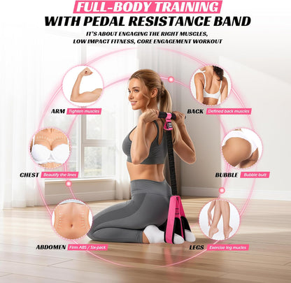 KUTIZE Multifunction Pedal Resistance Band with Handle, Upgraded Exercise Equipment with Soft Foot Pedal for Sit Up & Full-Body Home Gym Workouts, Core/ABS Training, Pilates, Yoga & Physical Therapy