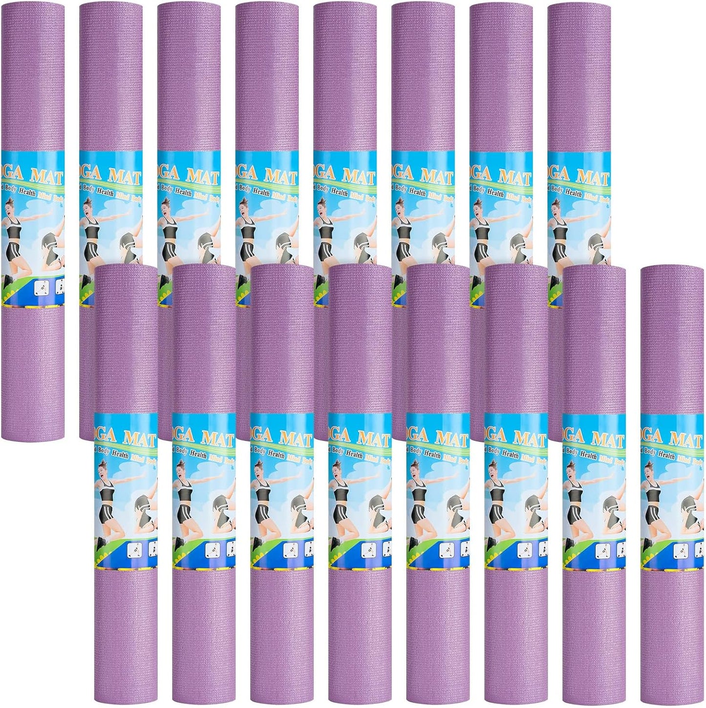 3 mm Thick Yoga Mat Bulk, Non Slip Exercise Workout Fitness Pad for Women Men, Gym Home Yoga Pilates, Easy to Clean, Sturdy PVC
