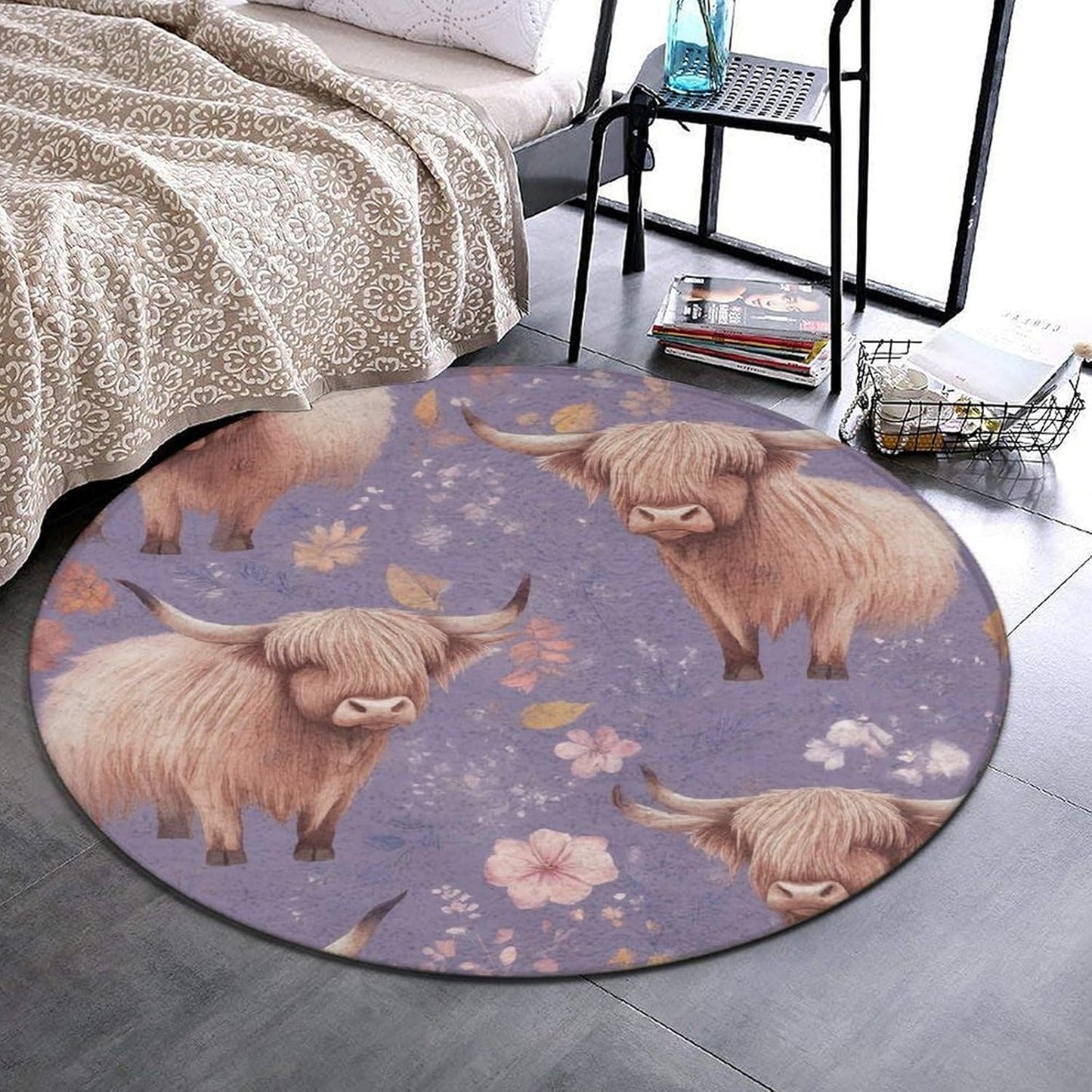 Room Sofa Yoga Soft Round Carpet, Home Decor Non Slip Kitchen Office Circle Rug, Machine Washable Modern Round Area Rug Beach Turtles, 60inch
