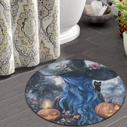 Home Decor Non Slip Kitchen Office Circle Rug, Machine Washable Modern Round Area Rug, Room Sofa Yoga Soft Round Carpet Purple Galaxy Trippy Space Astronaut Art, 36inch
