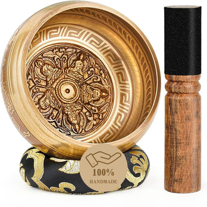 Tibetan Singing Bowls, Authentic Meditation Sound Bowls Handcrafted in Nepal for Yoga, Chakra Healing, Mindfulness, Self Care Spiritual Gifts for Women