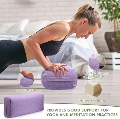 Suzile 3 Pack Yoga Bolster Pillow for Restorative 25" x 9" x 5" Meditation Pillow Rectangular Lightweight Yoga Pillow Cushion with Handle, Washable Cover Yoga Accessories