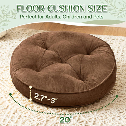 1 MIDDLE ONE Floor Pillow Set of 2, Memory Foam Meditation Cushion, Floor Cushions for Adults Sitting, Large Square Seat Cushions for Yoga, Living Room, 20x20 Inch (Grey)