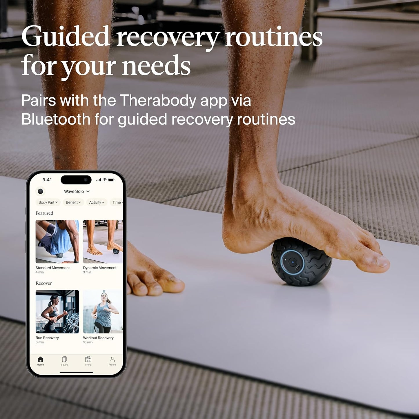 TheraGun Therabody WaveRoller - High Density Foam Roller for Body and Large Muscles. Bluetooth Enabled with 5 Customizable Vibration Frequencies in Therabody App