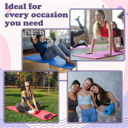 10 Pcs Yoga Mats Bulk 68'' x 24'' x 0.16 inch Thick Non Slip Texture Exercise Mats without Latex Gym Pads Bundle for Kids Adult Outdoor Yoga Pilates Workout(Multicolor)
