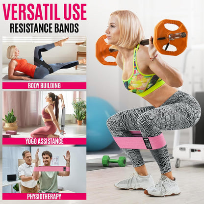 WALITO Resistance Bands for Working Out, Fabric Exercise Bands for Legs and Butt, Workout Bands for Women and Men, Booty Band for Yoga Starter Set, Pilates, Rehab, Fitness and Home Workout