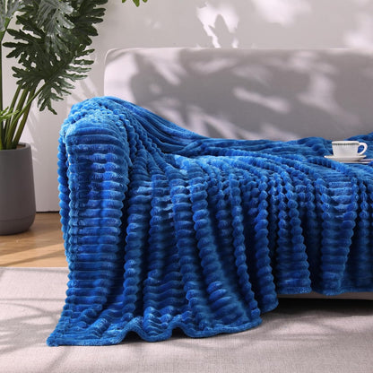 Khaki Throw Blanket for Couch Sofa 50x60 inches Striped Fleece Blankets Room Home Decor Lightweight Plush Soft Cozy Gifts for Women Mom Girls
