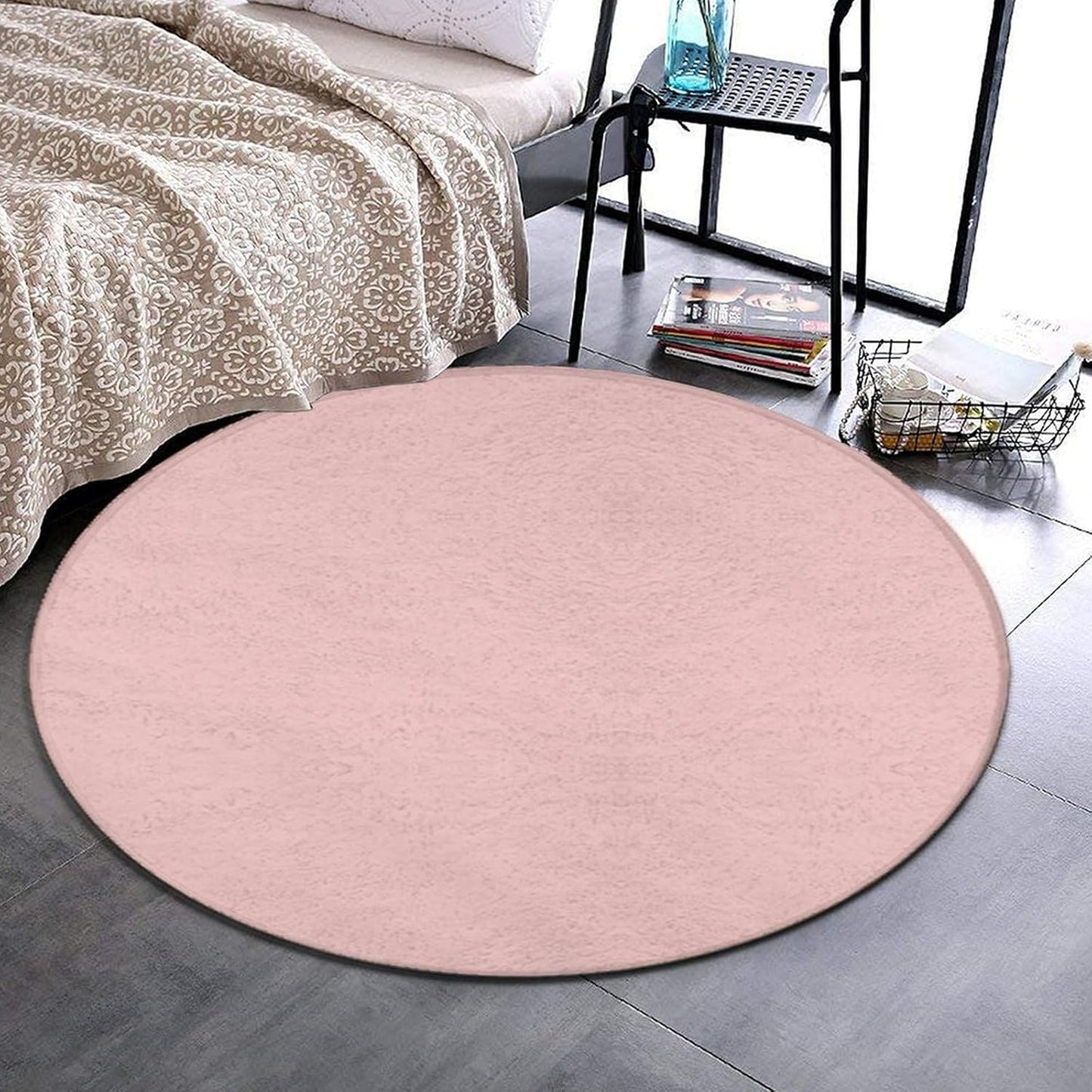 Room Sofa Yoga Soft Round Carpet, Modern Round Area Rug, Non Slip Machine Washable Kitchen Office Circle Rug Purple, 36inch