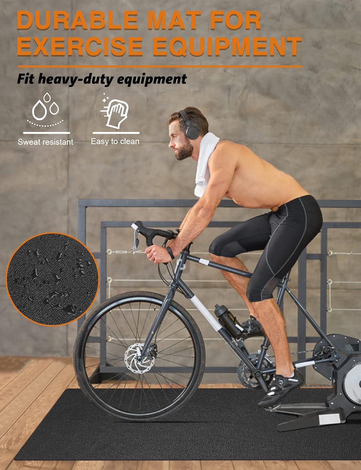 Treadmill Mat,70"x32",6mm Thickness Foldable Exercise Equipment Mat for Carpet Hardwood Floors, Compatible with Walking Pad,Spin Bike,Elliptical Trainer,Rowing Machine