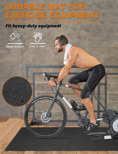 Treadmill Mat,70"x32",6mm Thickness Foldable Exercise Equipment Mat for Carpet Hardwood Floors, Compatible with Walking Pad,Spin Bike,Elliptical Trainer,Rowing Machine