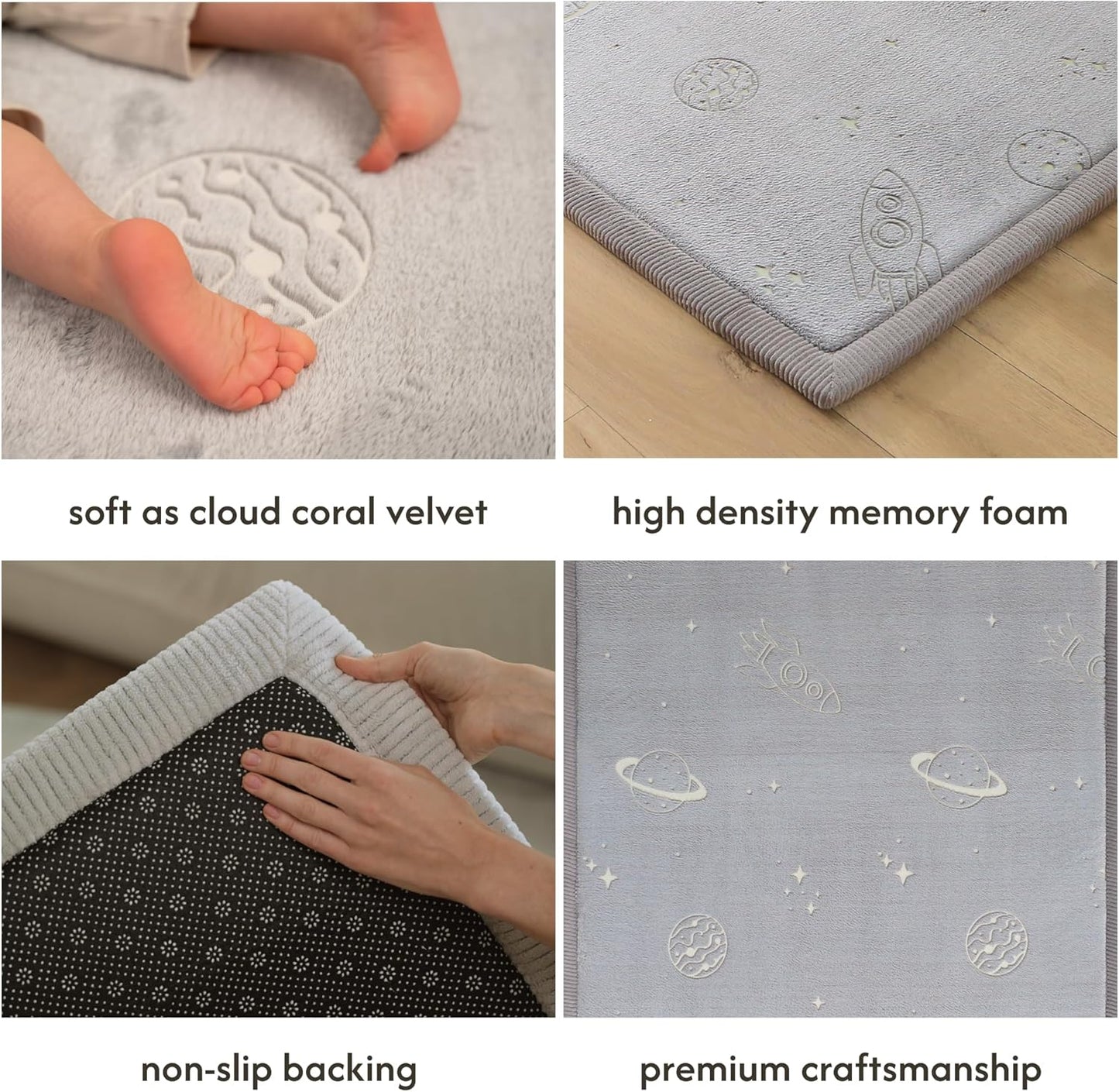 Hakuna Matte CloudSoft Mat for Floor 60" x 80" Beige – Coral Velvet Memory Foam Rug – Non-Slip, Water-Resistant