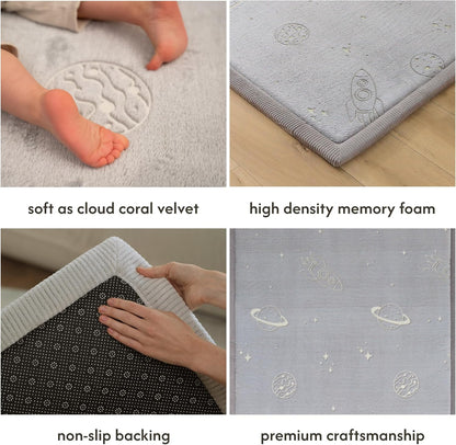 Hakuna Matte CloudSoft Mat for Floor 60" x 80" Beige – Coral Velvet Memory Foam Rug – Non-Slip, Water-Resistant