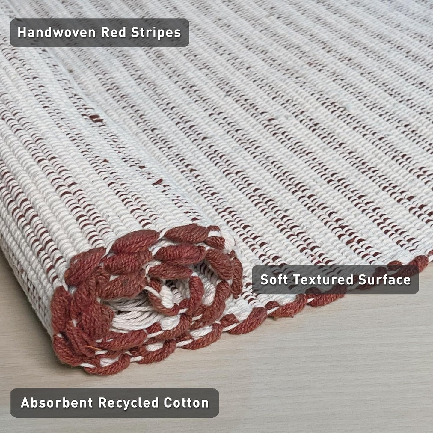 Chardin home Beige & Ivory Providence Runner 2.5x8 feet |Hand Woven Farmhouse Rug with Hand Knotted Fringes|Great in Kitchens entryways Hallways Bathrooms Meditation Yoga Mat|Reversible Cotton Rug