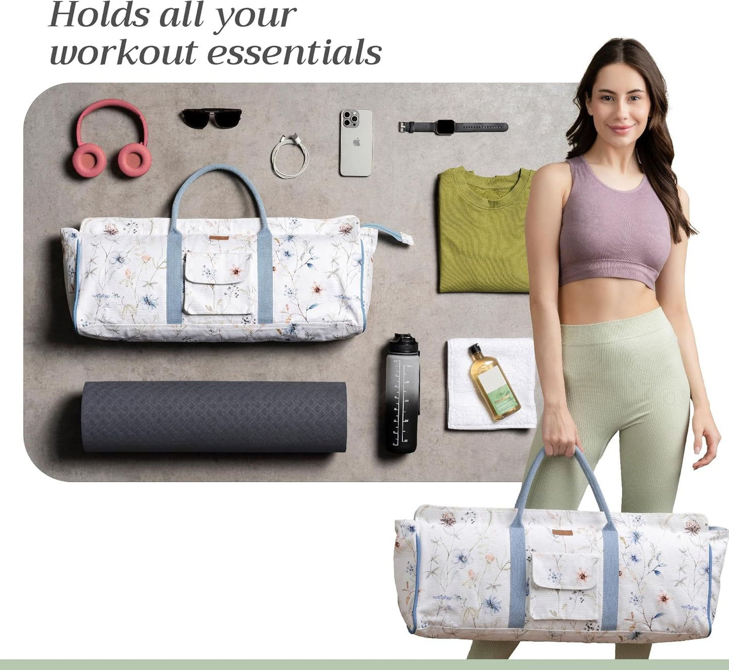 Maison d' Hermine Yoga Mat bag, Cylindrical bag for Woman&Men, yoga mat Bag &Adjustable shoulder straps Yoga Mat Carrier Bag with Drawstring Water Bottle Pocket and zipper pocket Easter Gifts