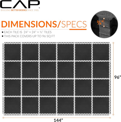 CAP Puzzle Exercise Mats | 3/4” Thick EVA Interlocking Foam Tiles for Home Gym Flooring | Multiple Options