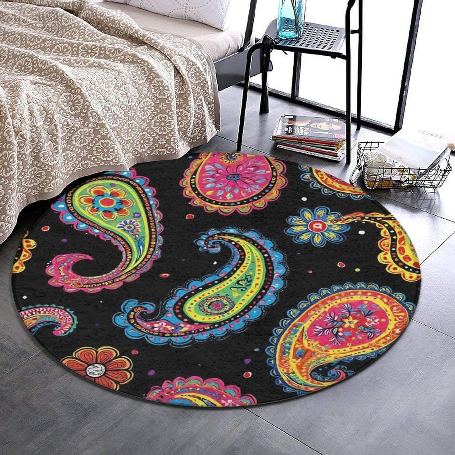 Room Sofa Yoga Soft Round Carpet, Home Decor Non Slip Kitchen Office Circle Rug, Machine Washable Modern Round Area Rug Beach Turtles, 60inch