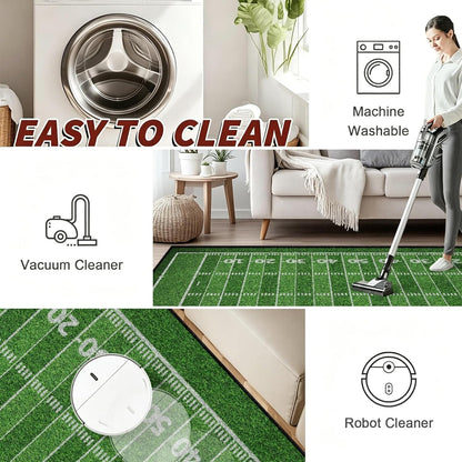 Sports Field Area Rug,5x7ft, Soccer Field Chalked Blackboard Football Stadium Board Painted Non-Slip Soft Carpet Floor Mat Indoor Living Room Bedroom Rugs Yoga Mat Home Decor