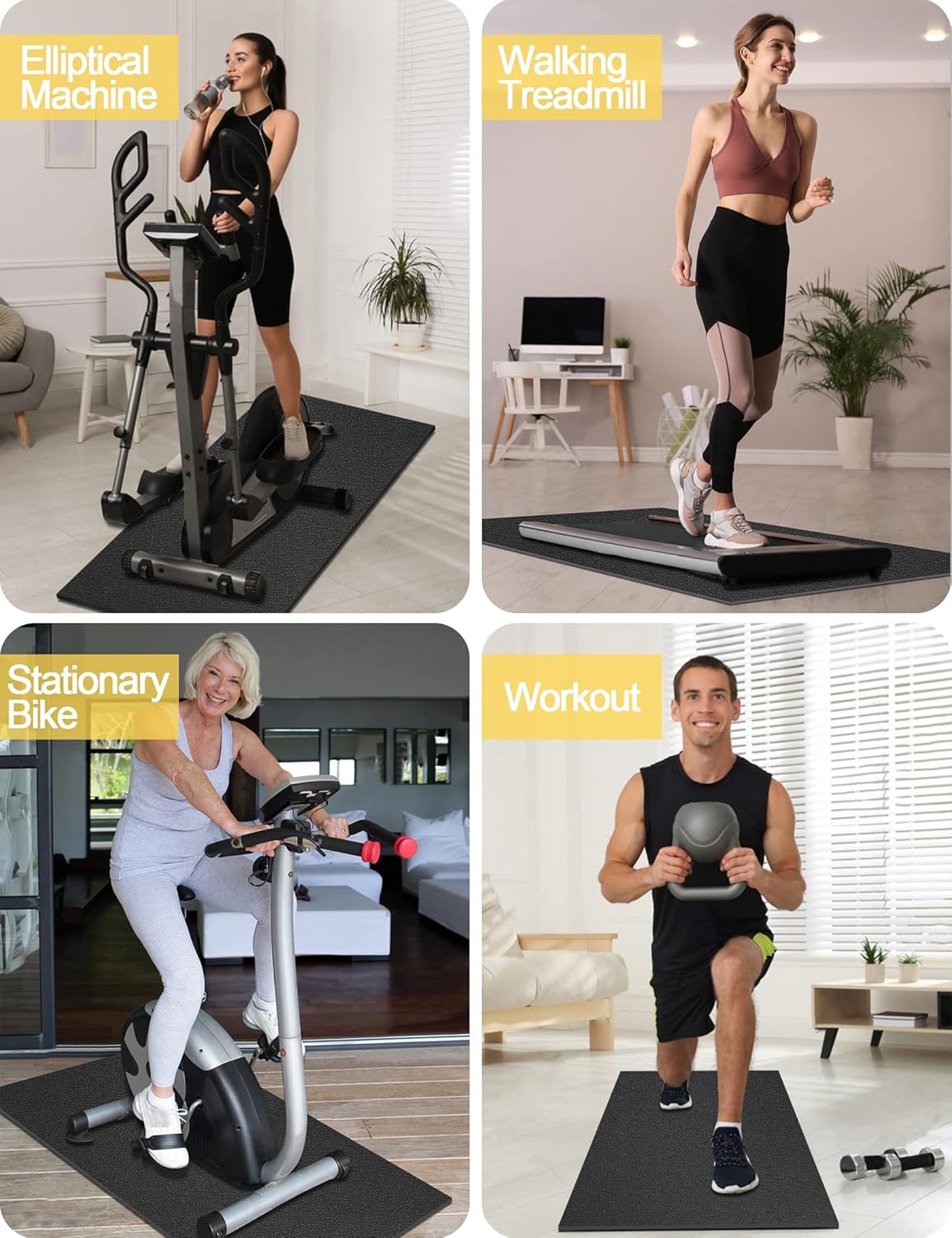 Treadmill Mat,70"x32",6mm Thickness Foldable Exercise Equipment Mat for Carpet Hardwood Floors, Compatible with Walking Pad,Spin Bike,Elliptical Trainer,Rowing Machine