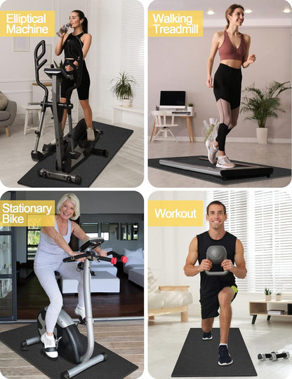 Treadmill Mat,70"x32",6mm Thickness Foldable Exercise Equipment Mat for Carpet Hardwood Floors, Compatible with Walking Pad,Spin Bike,Elliptical Trainer,Rowing Machine
