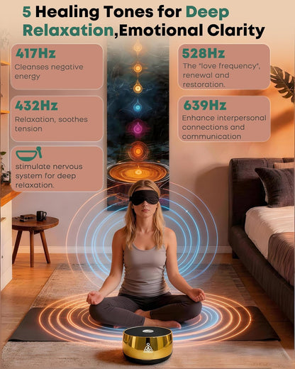 Sound Frequency Machine,Meditation Generator Instrument,Tone Device Tools - Solfeggio Frequencies Bath for Yoga, Mindfulness, Vibration System of Chakra Balancing, 5 Tones, 3 Timers