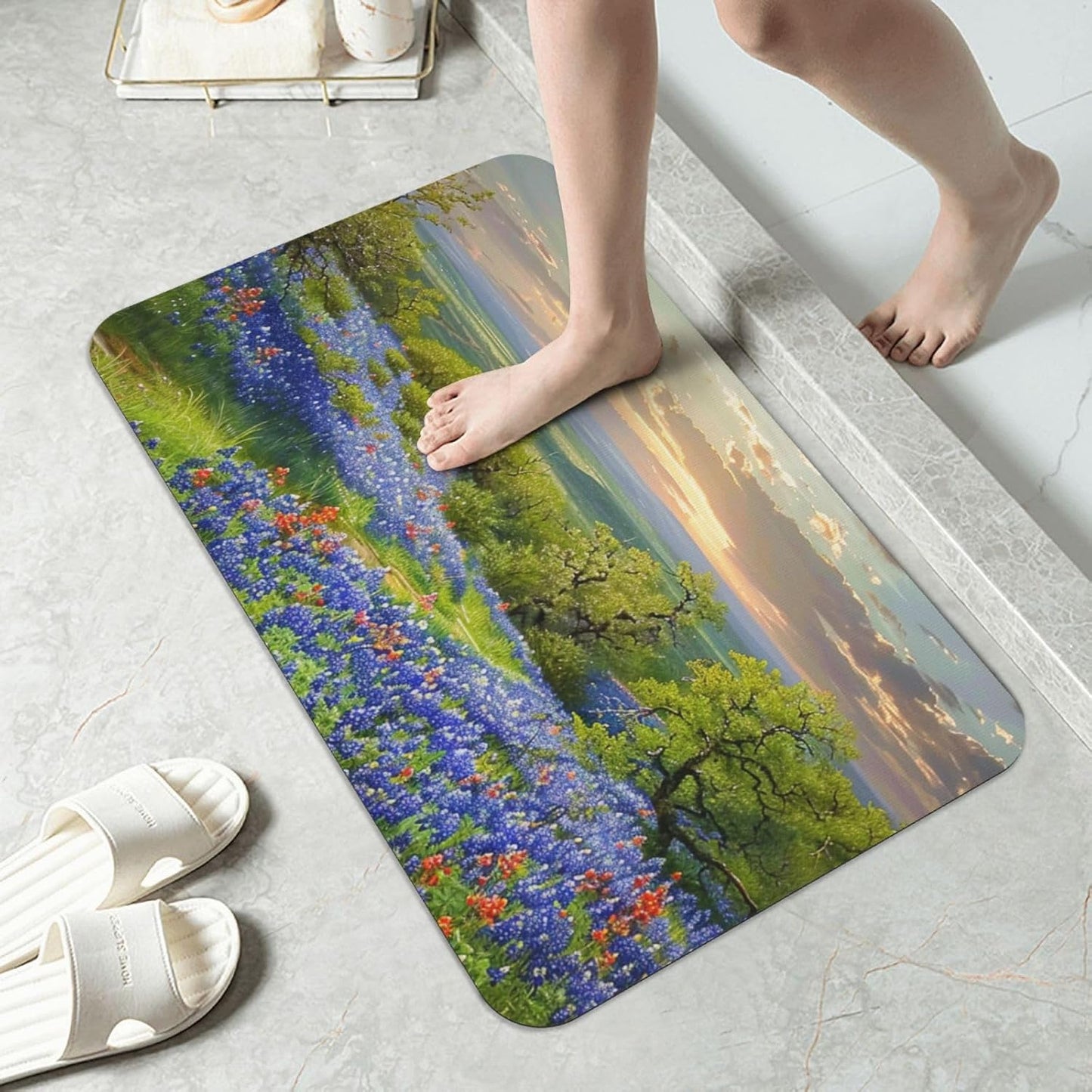 Skull Yoga Printed Rounded Corner Diatomaceous Doormat 31.5x19.7 Inch Bath Mat Rug Non Slip Shower Floor Mat, Absorbent Bathroom Rugs Mat for Anti Slip Shower Mat, Housewarming Gift
