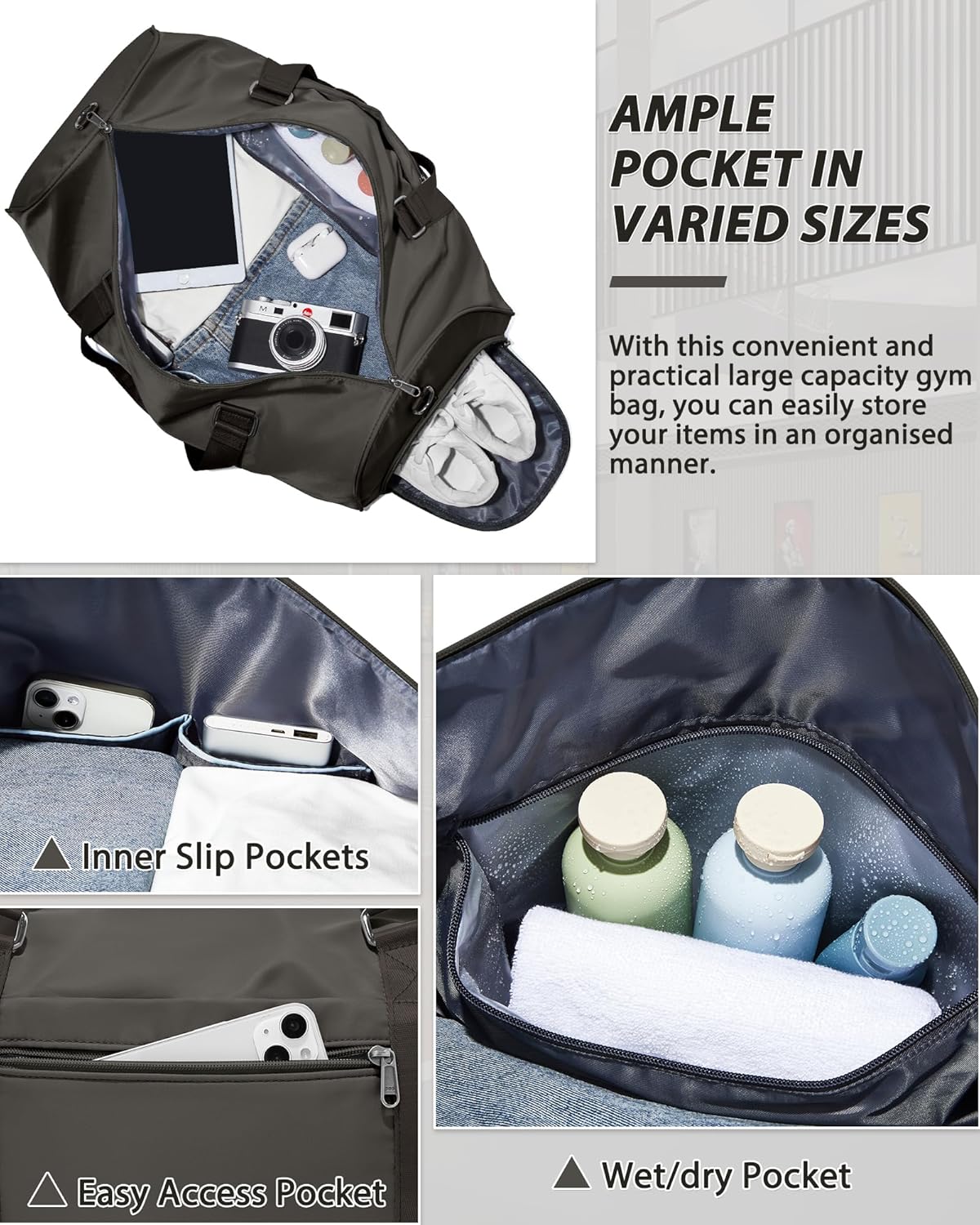 Gym Bag Womens Mens with Shoes Compartment and Wet Pocket Travel Duffel Bag for Women for Plane Sport Gym Tote Bags Swimming Yoga Waterproof Weekend Overnight Carry on Bag Hospital Holdalls - Colors B