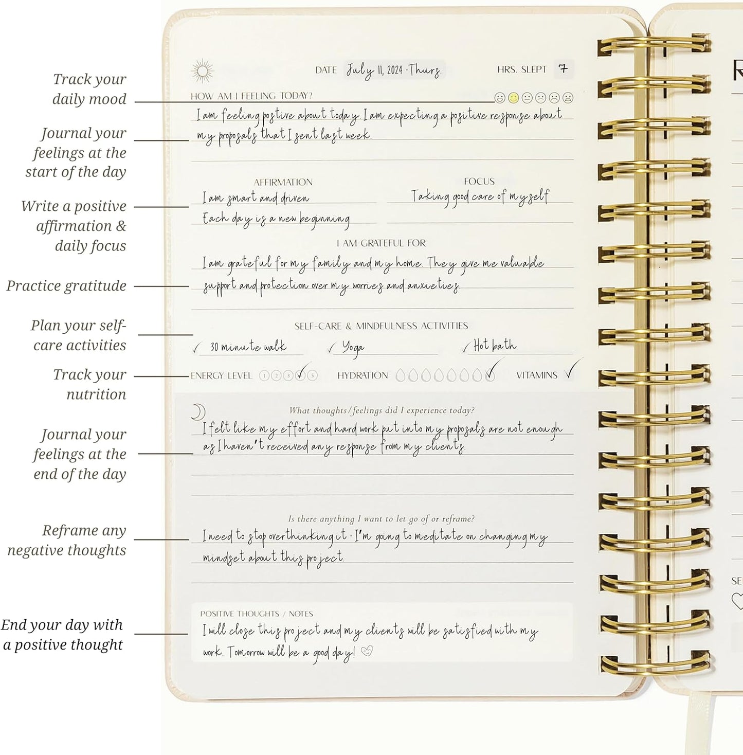 FINDING BALANCE Mental Health Journal – 6-Month Daily Journal with Prompts for Mindfulness, Self-Care & Healing – Anxiety & Depression Relief – Beige Spiral