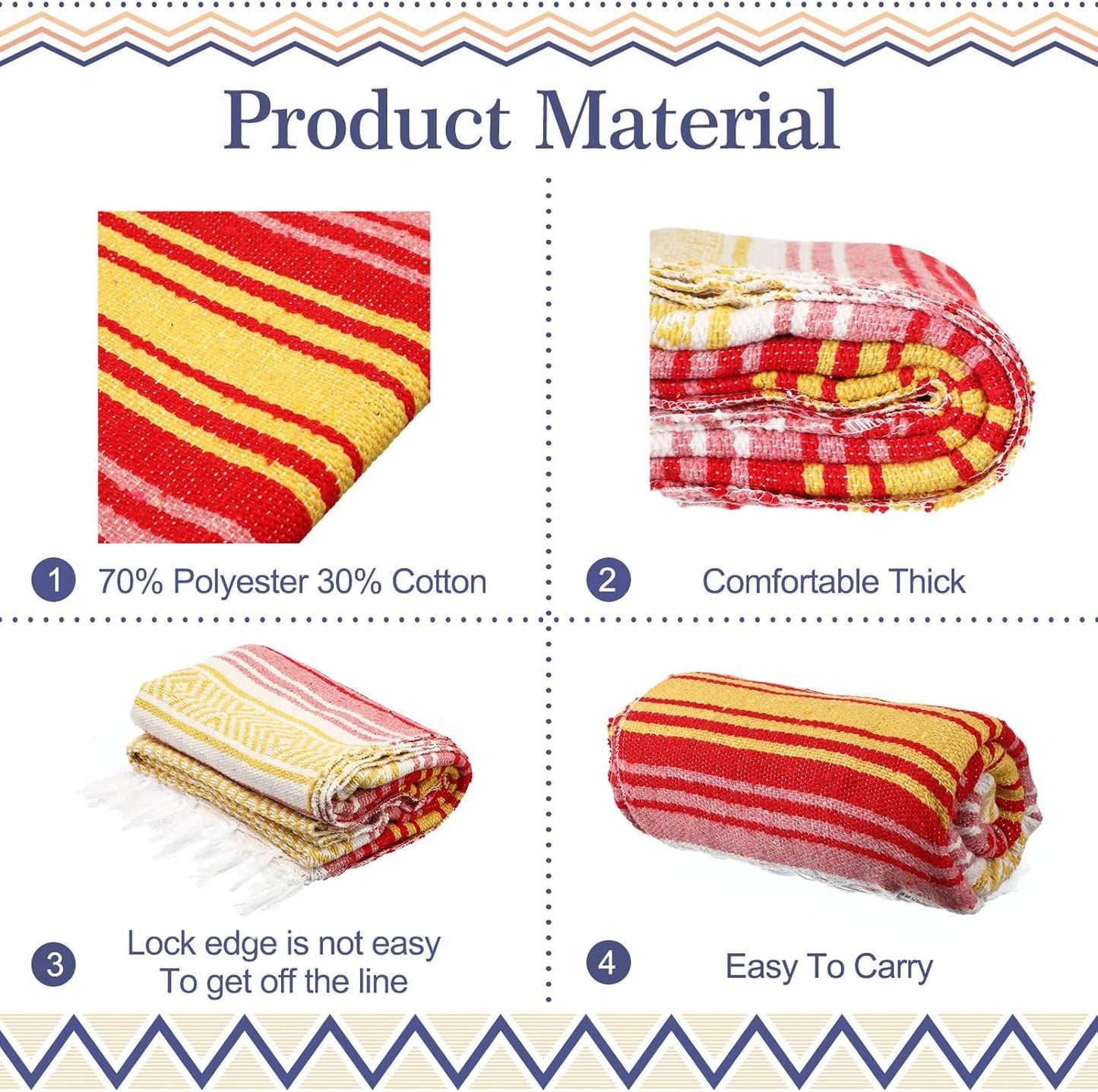 Peryiter 9 Pcs Mexican Blanket Bulk Large Yoga Blanket Striped Falsa with Fringed for Outdoor Beach Picnic Couch, 45 x 70 inch(Bright Colors)
