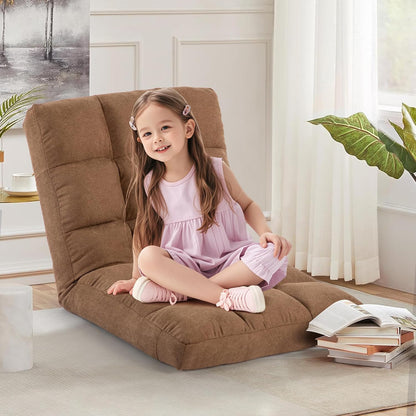 Floor Chair, 24 inches Wide Oversized Velvet Armless Lay Flat Floor seat Padded Meditation Chair with 6 Adjustable Position Ergonomic Comfortable Convenient(LRSF-008-PINK)