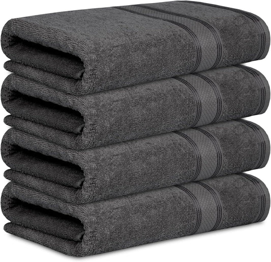 Casa Lino Multicolor I Bath Towels Set of 4 (27" x 54") - Large Bathroom Towel Set - 100% Cotton Towels for Bathroom - Highly Absorbent & Quick Dry Bath Towel Multipack - Hotel Essentials