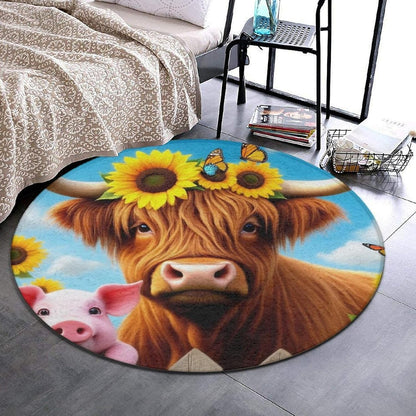 Soft Round Yoga Carpet, Office Chair Decor Round Mat for Carpet and Hardwood Floors Purple Butterfly