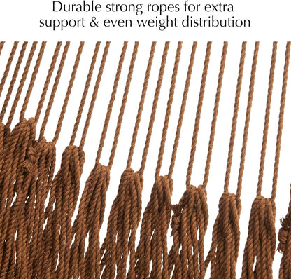 PNAEUT Handwoven Mayan Hammocks, Double Rope Hammock for Outdoor Outside & Indoor, Thick Soft 600 lbs Capacity Heavy-Duty, Includes Tree Straps, Carabiners & Carrying Bag (Nature, X-Large)