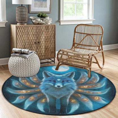 Machine Washable Modern Round Area Rug, Room Sofa Yoga Soft Round Carpet, Home Decor Non Slip Kitchen Office Circle Rug Union Jack Flag UK Mandala Art, 60inch