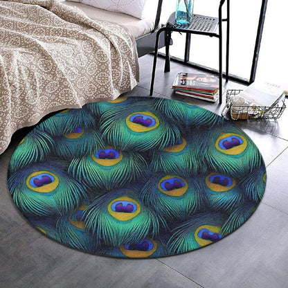 Soft Round Yoga Carpet, Office Chair Decor Round Mat for Carpet and Hardwood Floors Purple Butterfly