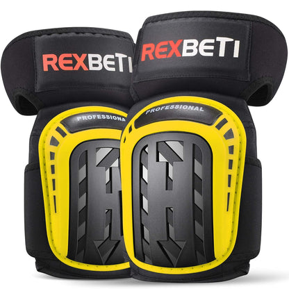 REXBETI Knee Pads for Work, Construction Knee Pads for Men, Heavy Duty Comfortable Anti-slip Foam Gel Knee Pads for Gardening Flooring and Cleaning, Strong Stretchable Straps, Orange
