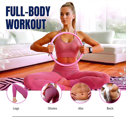Pilates Kit for Women 17PCS, Home Pilates Workout Equipment Set with 14” Pilates Ring and Ball, Resistance Bands, Stretch Strap, Yoga Ring, Full Body Fitness Kit for Home Gym