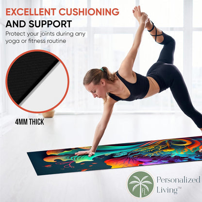 Custom Yoga Mat | Ships Next Day | Customize | Workout Mat for Men and Women | Non Slip Rubber Exercise Mat | 4mm Thick Gym Mat for Meditation, Pilates, Yoga, Gym