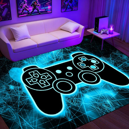 Video Game Rug - Gaming Themed Rug Gamepad Controller Area Rugs for Bedroom Gaming Carpet for Boys Game Carpet for Playrooms Bedroom Doormat Yoga Mats