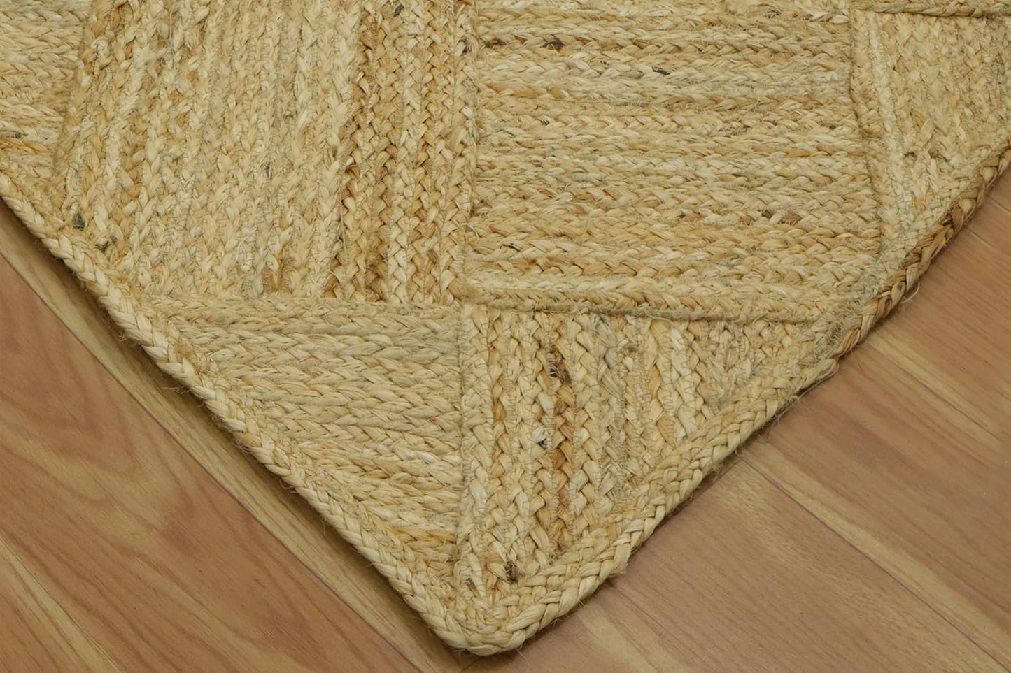 Hand Braided Jute 4 Ft Square Kilim Rug Flatweave Pink Geometric Pattern Jute Sisal Rug, Thick 0.27 Inch Indoor Outdoor Carpet for Kitchen, Bedside, Yoga Mat - Colors A