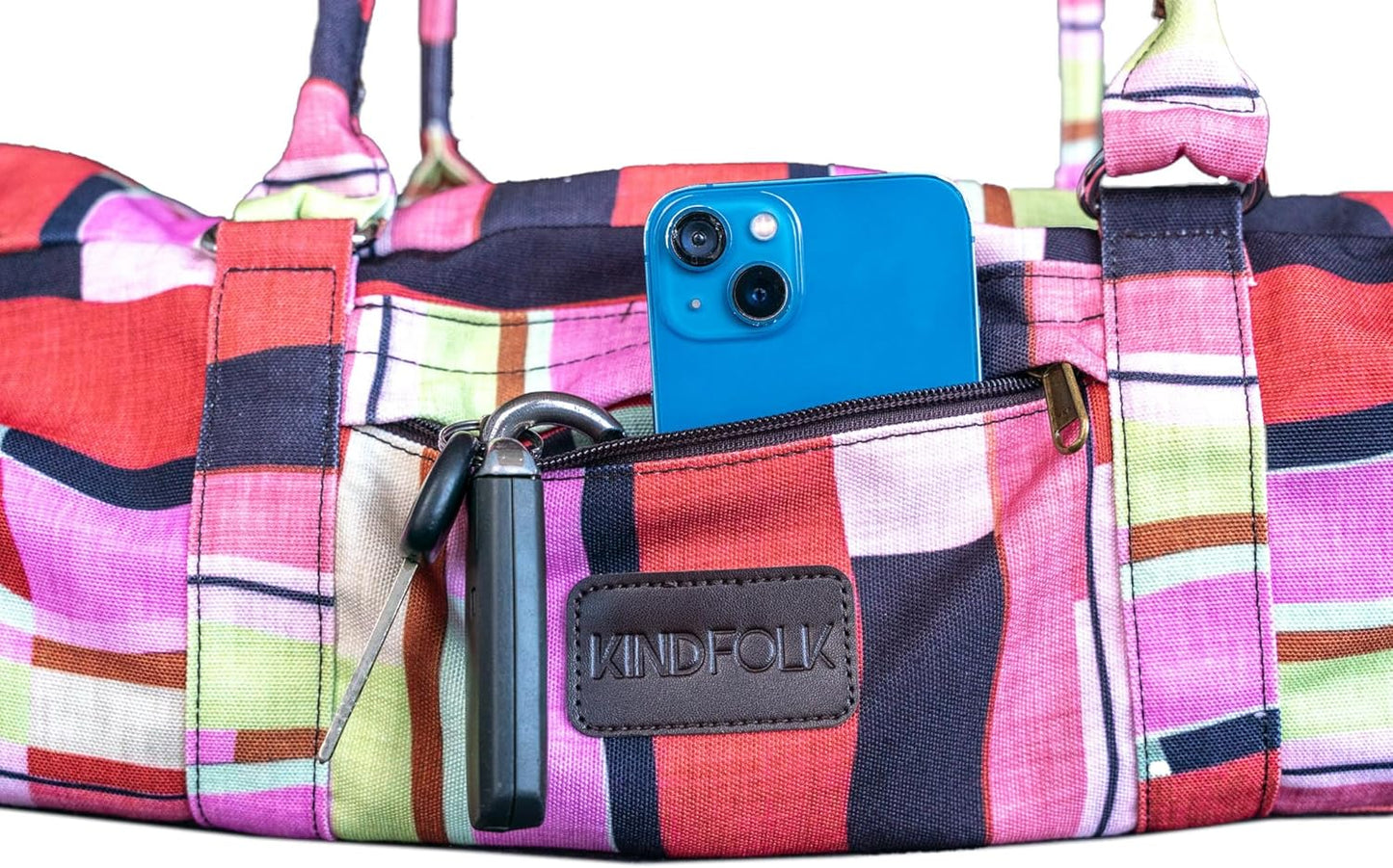 Kindfolk Yoga Mat Duffle Bag Patterned Canvas with Pocket and Zipper