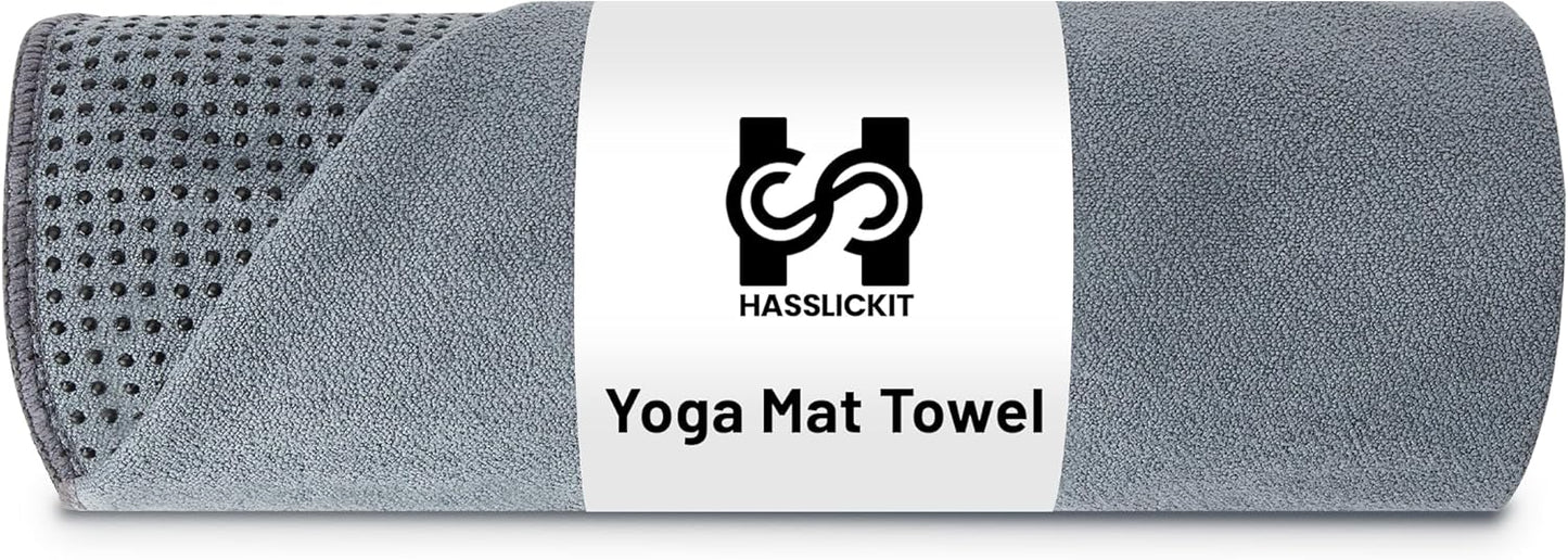 Non Slip Hot Yoga Towel with Grip Dots – Sweat Absorbent Microfiber Yoga Mat Towel for Hot Yoga, Pilates, Bikram & Fitness – 72"x24" Anti-Slip, Quick-Dry, Machine Washable