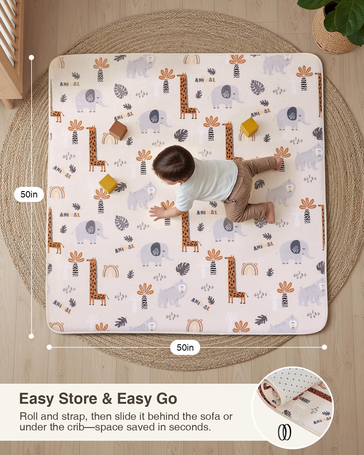 Large Thick Baby Play Mat for Floor,Padded Foam 59x79 Playpen Mat,Soft Support&Plush Feel Nursery Kids Rug,Non Slip for Toddler,Infants,Kids Playroom,Yoga,Baby Crawling,Tummy Time (Light Grey)