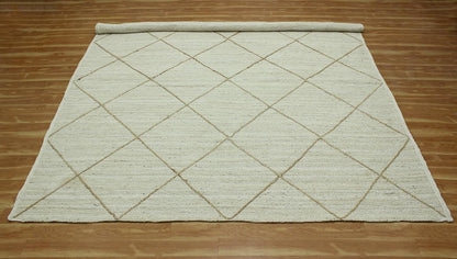 Scalloped Edge Kilim Rug 3' Square Rug Beige & Multicolor Cape Cod Design Carpet Thick 0.27 inches Hand Braided Jute Flatweave Indoor Outdoor Use Rugs for Bedroom, Kitche, Yoga Mat
