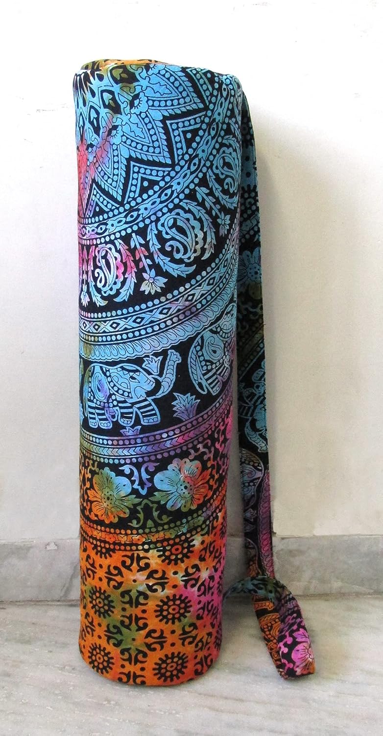INDIAN CRAFT CASTLE ICC Yoga Mat Bag Carrier Full-Zip Exercise Yoga Mat Carry Bag for Women Men with Multi-Functional Storage Pockets and Adjustable Shoulder Strap 26X6 Inches